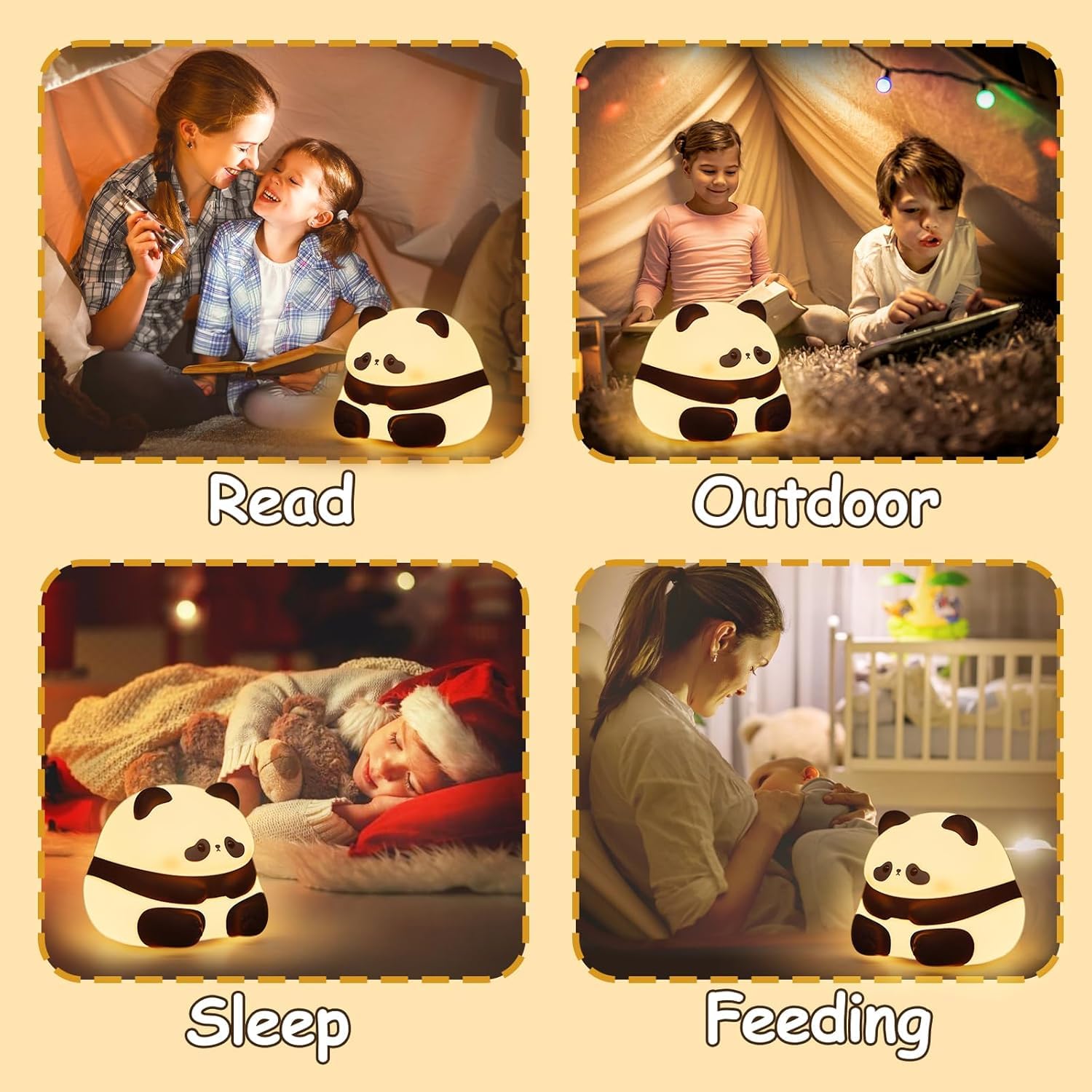 Silicone Night Lamp for Kids - Baby Sitting Panda